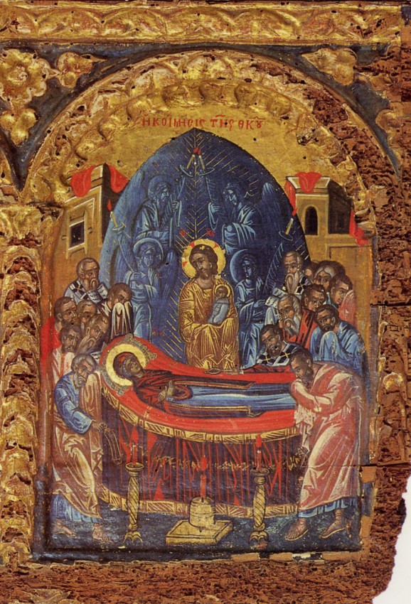 Asuncion-de-la-Santisima-Virgen-Maria. Athos-monasterio-Pantokrator-Fragmento-del-icono Asuncion-de-la-Santisima-Virgen-Maria. Athos-monasterio-Pantokrator-Fragmento-del-icono